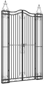Πύλη Κήπου Μαύρη 121 x 8 x 200 εκ. από Σφυρήλατο Σίδερο  - Μαύρο