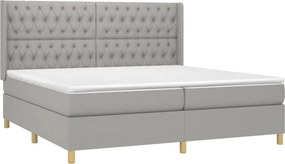vidaXL Κρεβάτι Boxspring με Στρώμα &amp; LED Αν.Γκρι 200x200εκ. Υφασμάτινο