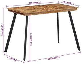 ΤΡΑΠΕΖΑΡΙΑ 120 X 62 X 76 ΕΚ. ΑΠΟ ΜΑΣΙΦ ΞΥΛΟ TEAK 358530