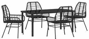 vidaXL Σέτ φαγητού για κήπο 5 pcs Μαύρο συνθετικό ρατάν