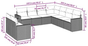 vidaXL Σαλόνι Κήπου Σετ 9 τεμ. Μπεζ Συνθετικό Ρατάν με Μαξιλάρια