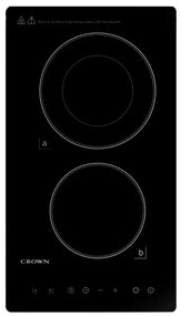 Εντοιχιζόμενη κεραμική εστία Crown VCP 32D, 3000W, Χρονοδιακόπτης, Αριθμός Εστιών 2, Χειριστήριο αφής, Μαύρο χρώμα