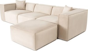 Corner Sofa Lora (L1-O1-1R-POUFFE ) - Cream Cream