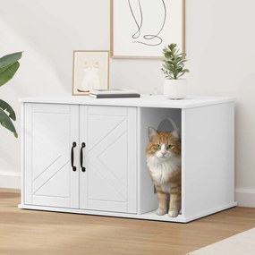 vidaXL Σπίτι Γάτας Λευκό 85 x 55 x 50 εκ. Επεξεργασμένο ξύλο