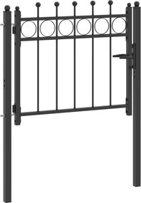 vidaXL Πύλη Φράχτη HORST 100 x 75 cm Μέταλλο Μαύρο Κλειδώσιμο