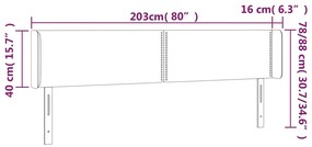 vidaXL Κεφαλάρι Κρεβατιού LED Μαύρο 203x16x78/88 εκ. Συνθετ. Δέρμα