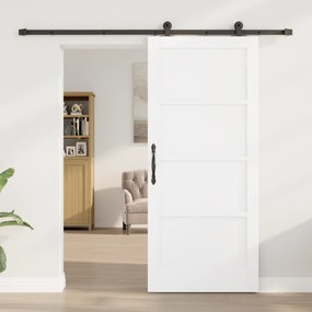 vidaXL συρόμενη πόρτα  με σετ εξαρτημάτων 'ORKDAL' Λευκή Συμπαγές Ξύλο Πεύκο
