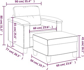 vidaXL Πολυθρόνα Κρεμ 60 εκ. από Ύφασμα Μικροϊνών με Υποπόδιο