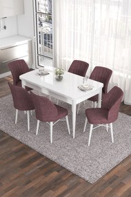 Extendable Dining Table &amp; Chairs Set (7 Pieces) Eva - White, Dusty Rose White
Dusty Rose