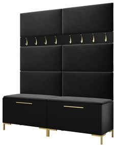 Σετ διαδρόμου Hartford F101, 196x168x46cm, 32 kg, Μαύρο, Ταπισερί, Πλαστικοποιημένη μοριοσανίδα, Εντοιχισμένη, Τοίχου | Epipla1.gr