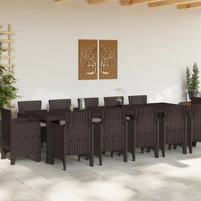 vidaXL Σετ Κηπουρικής Τραπεζαρίας 13 Τεμαχίων με Μαξιλάρια Καφέ Πολυρατάν