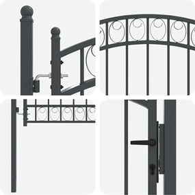 vidaXL Πύλη Φράχτη EMMEN 100 x 100 cm Ατσάλι με Επικάλυψη Πούδρας Γκρι