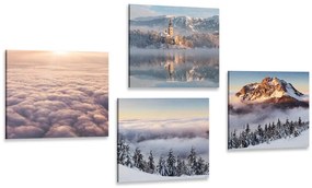 Σετ εικόνων χειμερινή φύση με σύννεφα - 4x 40x40