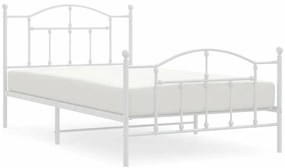 vidaXL Πλαίσιο Κρεβατιού με Κεφαλάρι&amp;Ποδαρικό Λευκό 100x200εκ. Μέταλλο