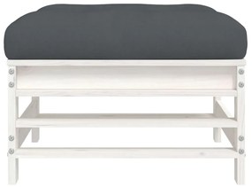 vidaXL Υποπόδιο Κήπου Λευκό από Μασίφ Ξύλο Πεύκου με Μαξιλάρι