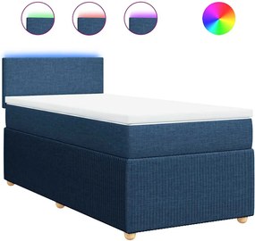 vidaXL Κρεβάτι Boxspring με Στρώμα Μπλε 100 x 200 εκ. Υφασμάτινο