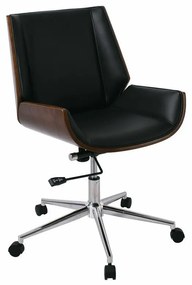 Καρέκλα γραφείου Mesa 420, Καρυδί, Μαύρο, 87x65x66cm, 23 kg, Χωρίς μπράτσα, Με ρόδες, Μηχανισμός καρέκλας: Κλίση | Epipla1.gr