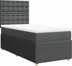 vidaXL Κρεβάτι Boxspring με Στρώμα Σκούρο Γκρι 90x200 εκ. Υφασμάτινο