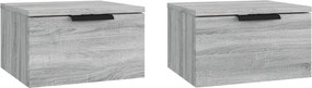 vidaXL Κομοδίνα Επιτοίχια 2 τεμ. Γκρι Sonoma 34x30x20 εκ.