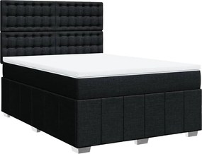 vidaXL Κρεβάτι Boxspring με Στρώμα Μαύρο 140x190 εκ. Υφασμάτινο