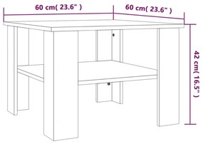 vidaXL Τραπεζάκι Σαλονιού Καπνιστή Δρυς 60x60x42 εκ. Επεξεργ. Ξύλο