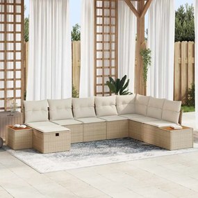 vidaXL Σετ Καναπέ Κήπου 8 pcs Μπεζ 55 x 62 x 69 εκ Πολυ ράταν