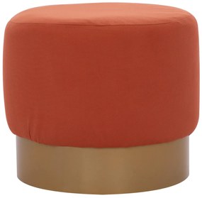 ROUND POUF/STOOL  CORAL FABRIC, GOLD ROUND BASEBASE