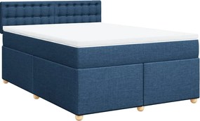 vidaXL Κρεβάτι Boxspring με Στρώμα Μπλε 160x200 εκ. Υφασμάτινο