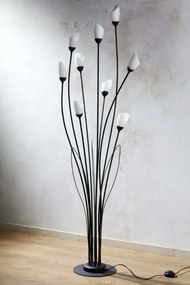 Επιδαπέδιο Φωτιστικό Gloriosa Φ53cm Μαύρο με Οπαλ Γυαλί