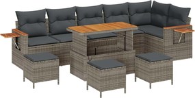 vidaXL Σετ Καναπέ Κήπου 10 pcs Γκρι συνθετικό ρατάν