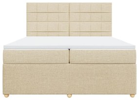 vidaXL Κρεβάτι Boxspring με Στρώμα Κρεμ 200x200 εκ. Υφασμάτινο