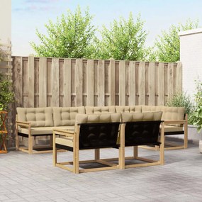 vidaXL Σειρά Καναπέ Εξωτερικού με μαξιλάρι 7 pcs Λευκό και Μπεζ
