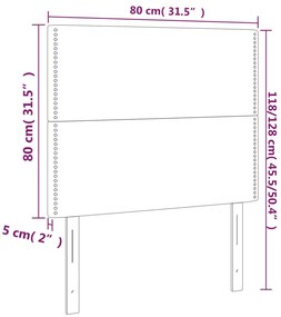 vidaXL Κεφαλάρι Κρεβατιού LED Σκούρο Γκρι 80x5x118/128 εκ. Βελούδινο