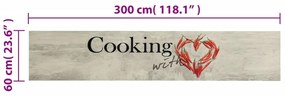 vidaXL Χαλί Κουζίνας Πλενόμενο Επιγρ. Cooking Γκρι 60x300 εκ. Βελούδο