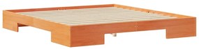vidaXL Κρεβάτι δαπέδου Καφέ 200 x 200 cm Μασίφ ξύλο πεύκου