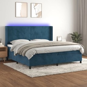 ΚΡΕΒΑΤΙ BOXSPRING ΜΕ ΣΤΡΩΜΑ &amp; LED ΣΚ. ΜΠΛΕ 200X200ΕΚ. ΒΕΛΟΥΔΙΝΟ 3139467