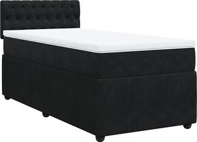 vidaXL Κρεβάτι Boxspring με Στρώμα Μαύρο 80 x 200 εκ. Βελούδινο