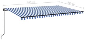 Τέντα Συρόμενη Χειροκίνητη με LED Μπλε / Λευκό 500 x 350 εκ. - Μπλε