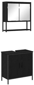 vidaXL Σετ Επίπλων Μπάνιου με αποθήκευση 2 pcs Μαύρο 60 x 30 x 60 cm