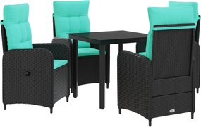 vidaXL Σετ Τραπέζι Καναπέ 5 pcs PE Ρατάν και Ατσάλι με Σκόνη