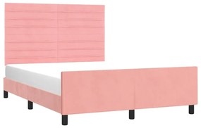 Πλαίσιο Κρεβατιού με Κεφαλάρι Ροζ 140x200 εκ. Βελούδινο - Ροζ