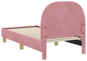 vidaXL Κρεβατική βάση για παιδιά με προσκέφαλο Ροζ 70 x 140 cm Βελούδο