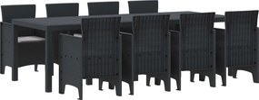 vidaXL Σέτ φαγητού για κήπο 9 pcs Ανθρακί Πολυπροπυλένιο