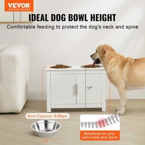 VEVOR Pet Feeding Station w/ 2 Elevated Dog Bowls Dog Food &amp; Toy Storage Cabinet