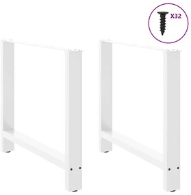 vidaXL Πόδια Τραπεζαρίας 2 τεμ. Λευκά 100x(72-73) εκ. Ατσάλι