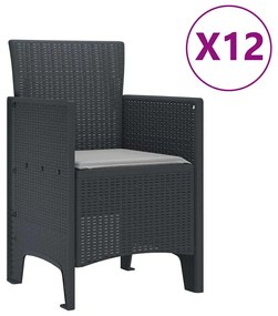 vidaXL Σέτ φαγητού για κήπο 13 pcs Ανθρακί Rattan Polt