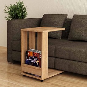 Τραπεζάκι βοηθητικό Edi Megapap χρώμα sapphire oak 37x45x60εκ.