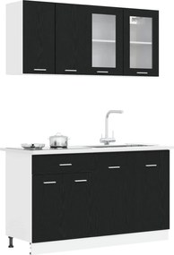 vidaXL Μονάδα κουζίνας Lyon 4 pcs Μαύρη Δρυς Επεξεργασμένο Ξύλο