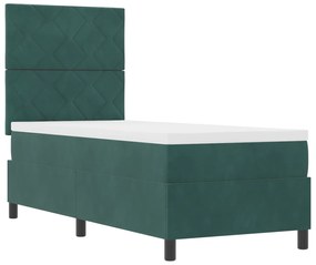 vidaXL Κρεβάτι με Στρώμα Ύψους 80x200 cm Σκούρο Πράσινο Βελούδο