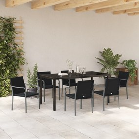 vidaXL σετ κήπου 7 τεμαχίων  με μαξιλάρια σε μαύρο πολυράτανο